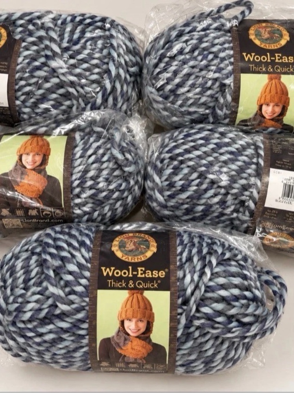 Lion Brand Wool-Ease Thick & Quick Yarn -Winter Sky- Discontinued 5 Skeins NEW